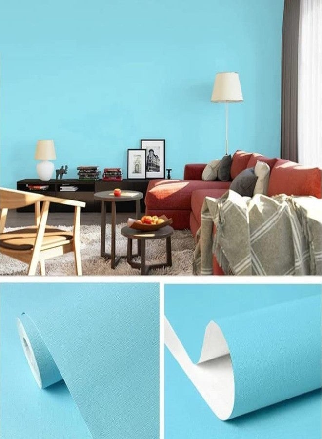 RedChimes Self-Adhesive Wallpaper Waterproof Old Furniture Vinyl Stickers Wooden Door Wardrobe Desktop PVC Wall Papers 45 X 304 CM- (Blue) - Image 1